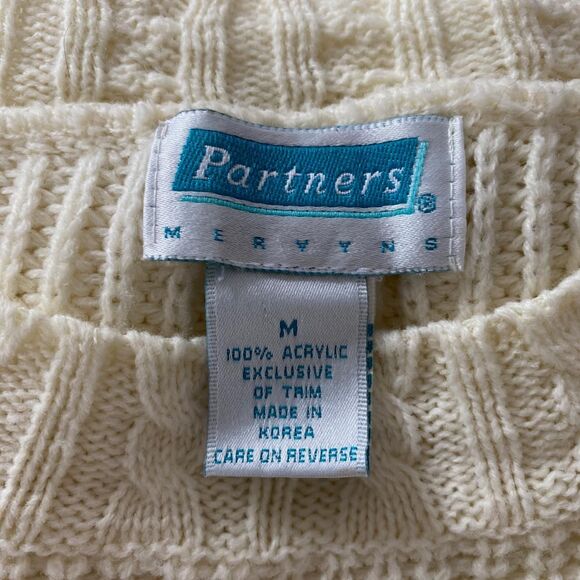 Chunky Vintage Cream White Knitted Knit Oversized Boxy Sweater M - Picture 7 of 7